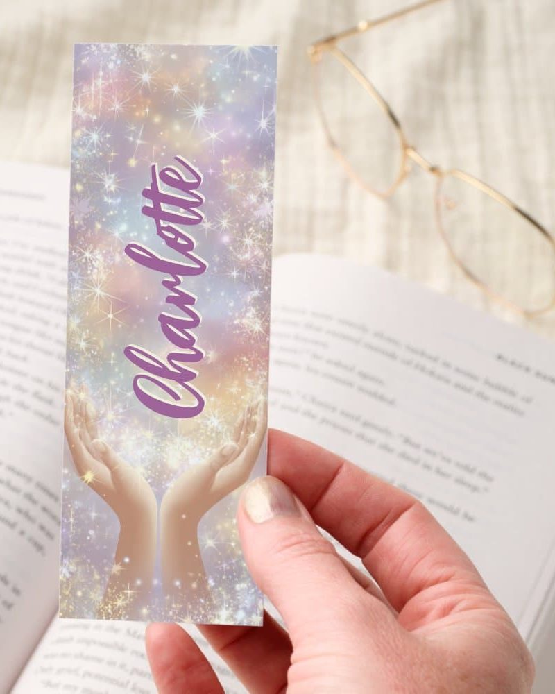 Pastel Magic Hands Holding Stars Personalized Bookmarks