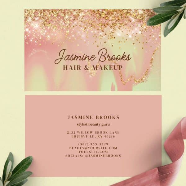 Business Card For Jasmine Brooks, Hair And Makeup Stylist.