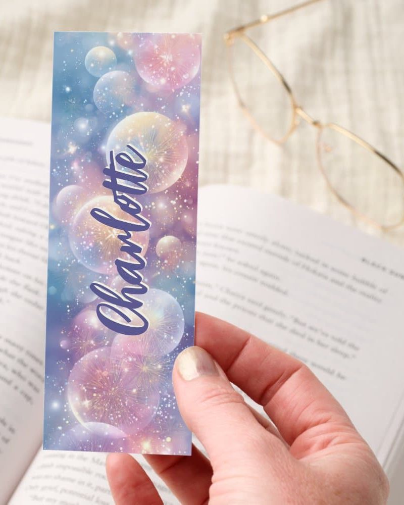 Pastel Sparkle Bubbles Glitter Personalized Bookmarks