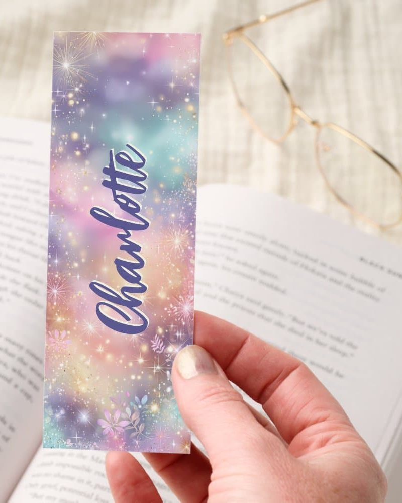 Pastel Sparkle Glitter Floral Personalized Bookmarks