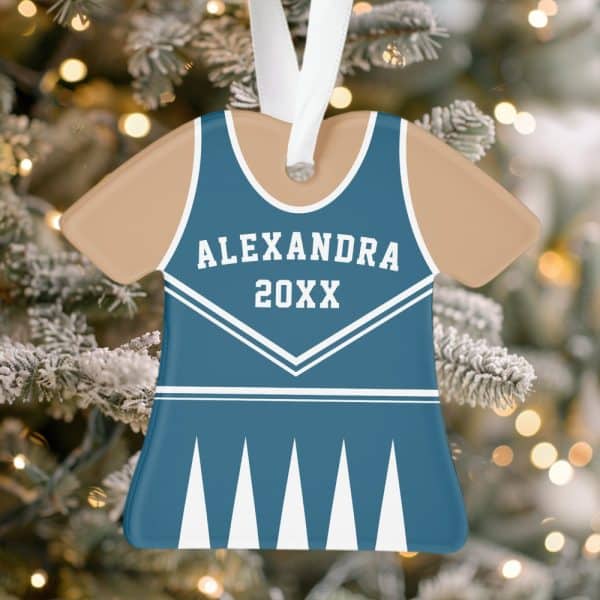 Cheerleader Uniform-Shaped Christmas Ornament With The Name Alexandra And Year 20Xx.