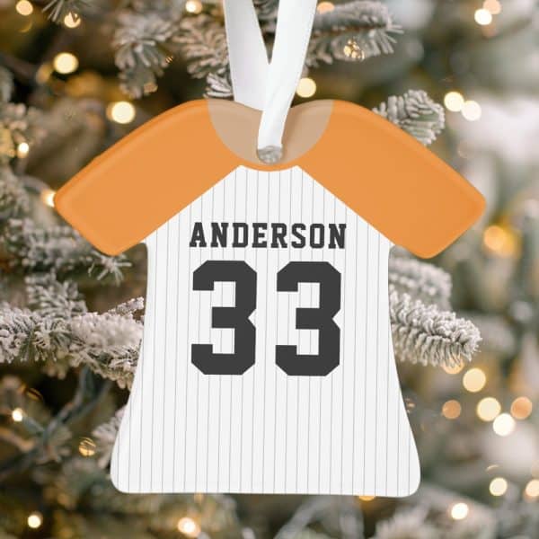 Baseball Jersey-Shaped Christmas Ornament With The Name Anderson And Number 33.
