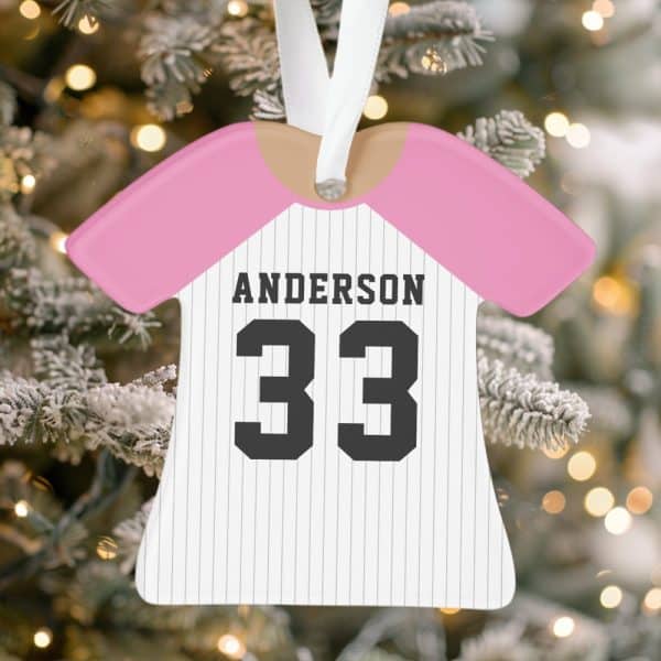 Baseball Jersey-Shaped Christmas Ornament With The Name Anderson And Number 33.