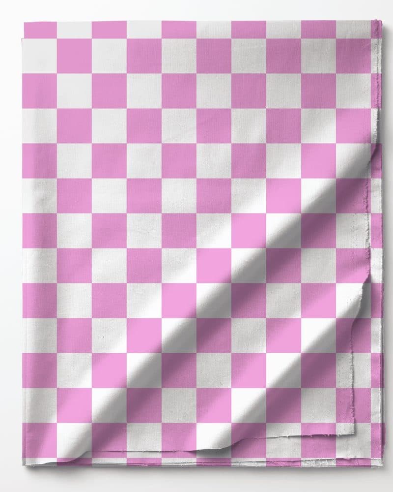 Pink and white checkered fabric.