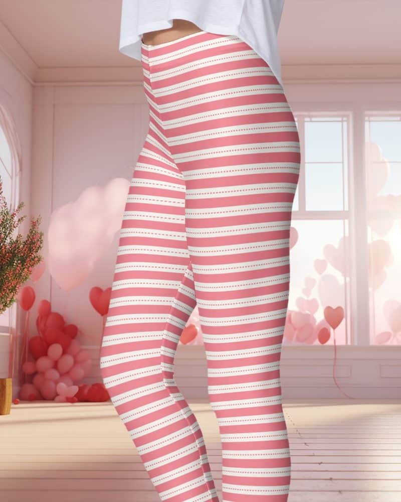 Pink and white striped leggings.