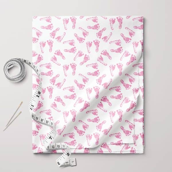 Pink Baby Footprints Fabric.