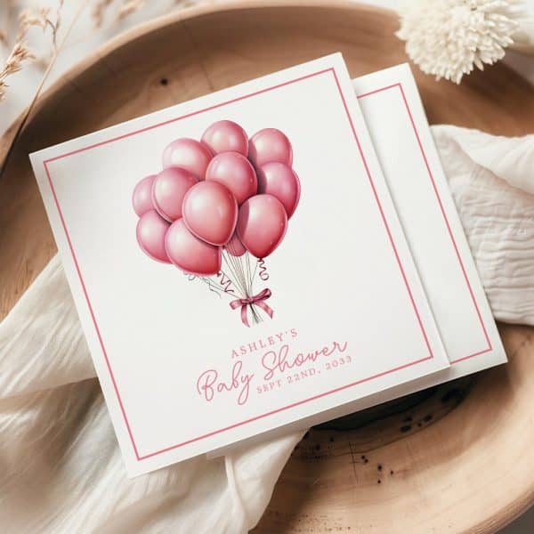 Pink Balloon Baby Shower Invitation For Ashley On September 22Nd, 2033.