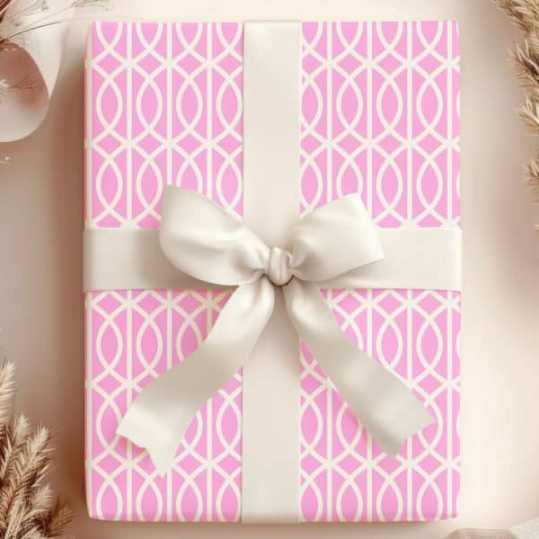 Pink Gift Box With A Cream-Colored Ribbon.