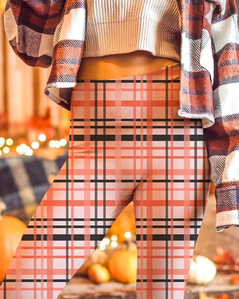 Pink and black plaid leggings.