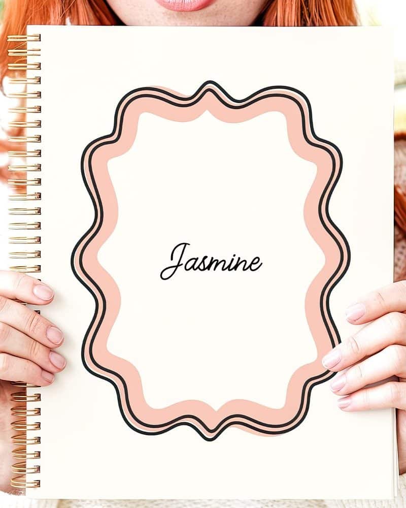 Pink Scalloped Wavy Frame Custom Name Planner
