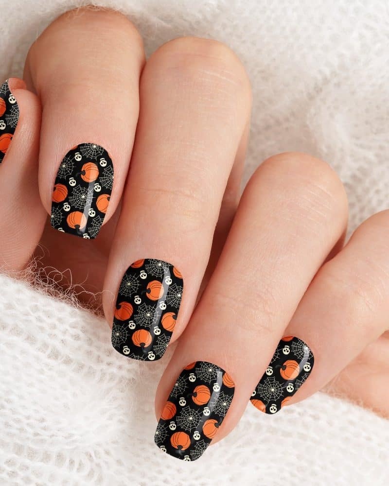 Pumpkins Skulls Spider Webs Halloween Nail Wraps