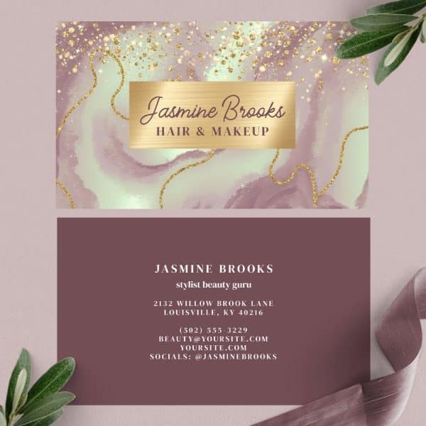 Business Card For Jasmine Brooks, Hair And Makeup Stylist.