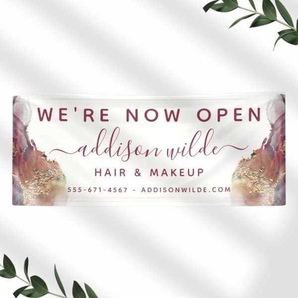 Grand Opening Banner For Addison Wilde Hair &Amp; Makeup.