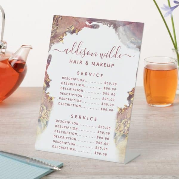 Addison Wilde Hair And Makeup Service Price List.