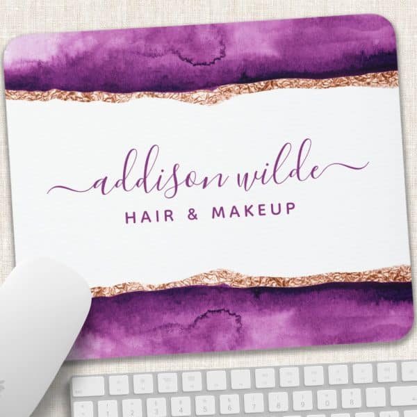 Purple And Rose Gold Watercolor Mousepad With Addison Wilde Hair &Amp; Makeup.