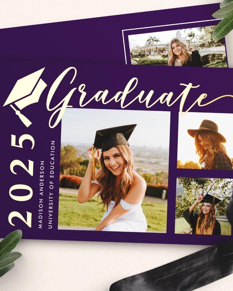Graduation announcement featuring a photo of Madison Anderson, class of 2025, University of Education.