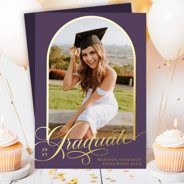 Graduation Announcement Featuring A Photo Of Madison Anderson, Angelwood High Graduate, In Cap And Gown.