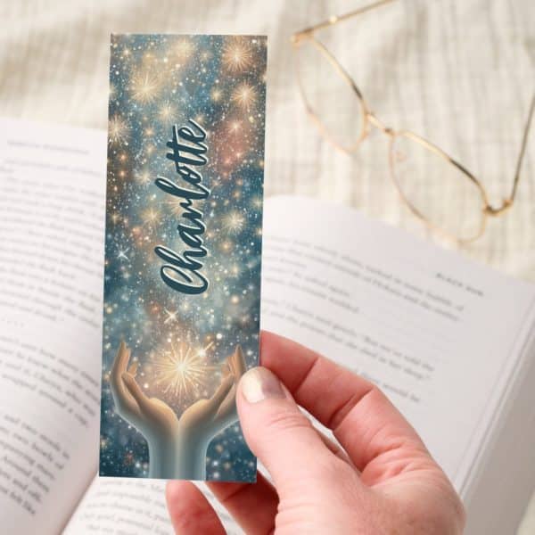 Radiant Starburst Hands Celestial Personalized Bookmarks