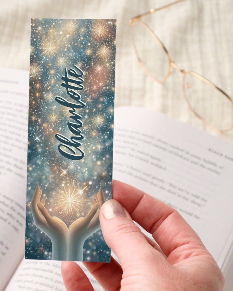 Radiant Starburst Hands Celestial Personalized Bookmarks