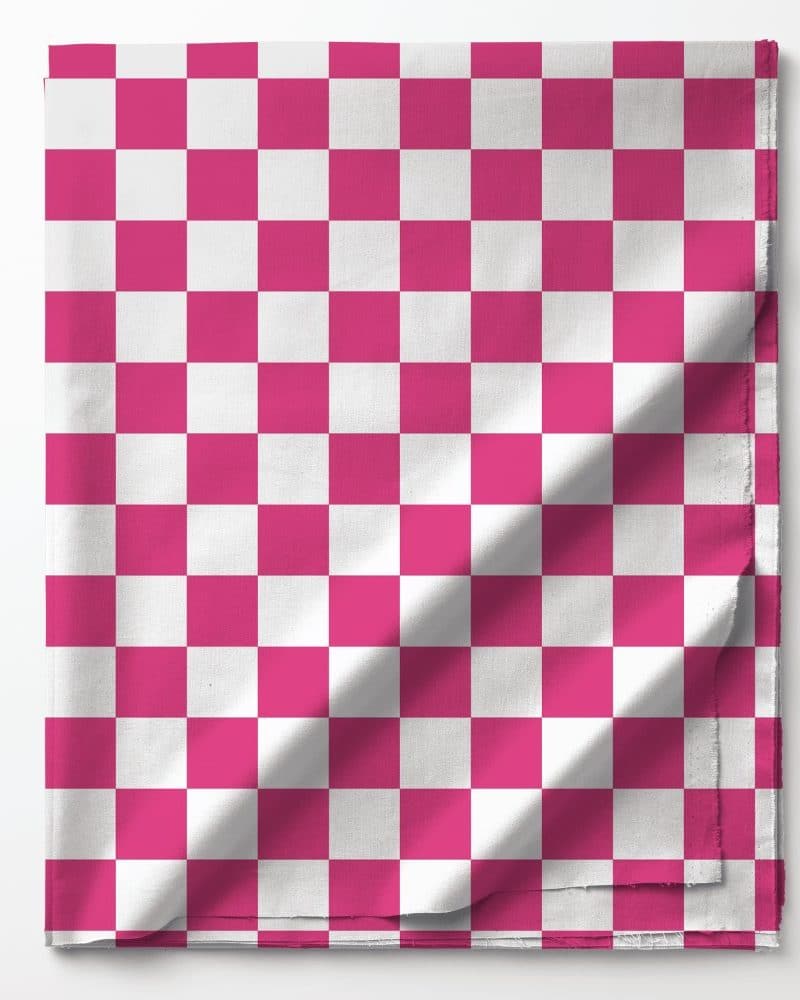Pink and white checkered fabric.