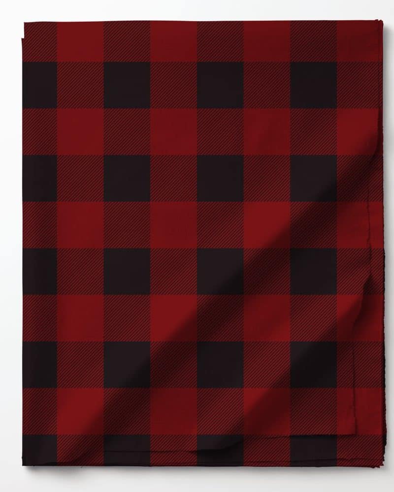 Red and black buffalo plaid fabric.