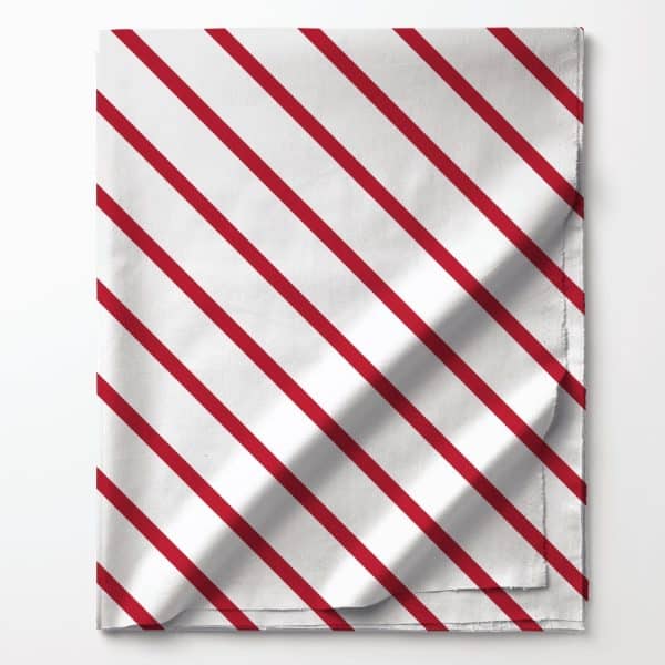 Red And White Diagonal Striped Fabric.