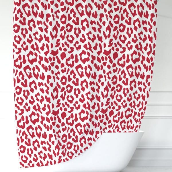 Red Leopard Print Shower Curtain.