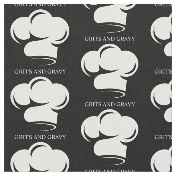 A Repeating Pattern Of Chef Hats And The Words Grits And Gravy.