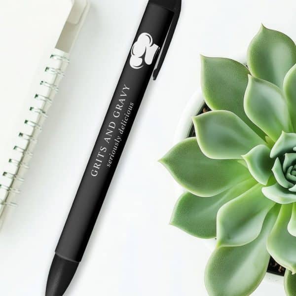 Black Pen With Grits And Gravy And Seriously Delicious Text.