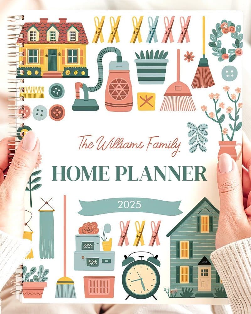 Retro Household Chores Custom Family Name Planner