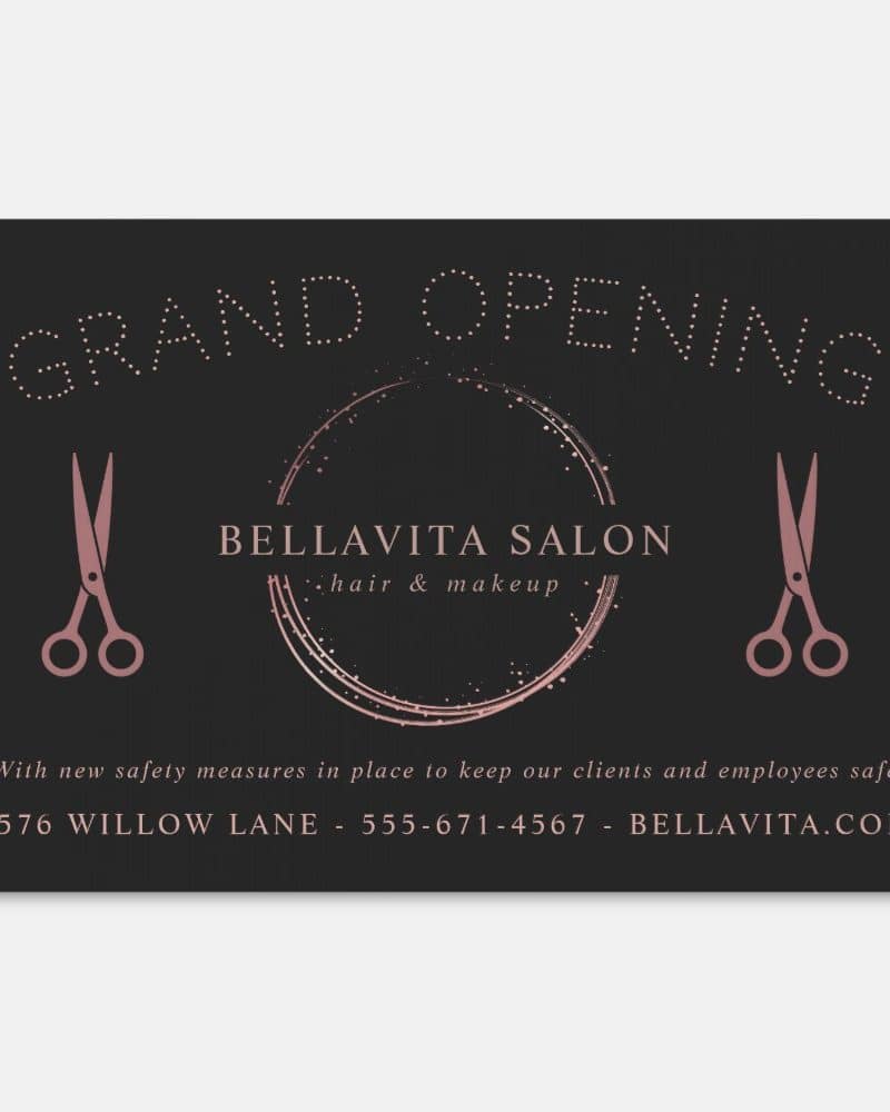Rose Gold Circle Salon Logo Grand Opening Sign