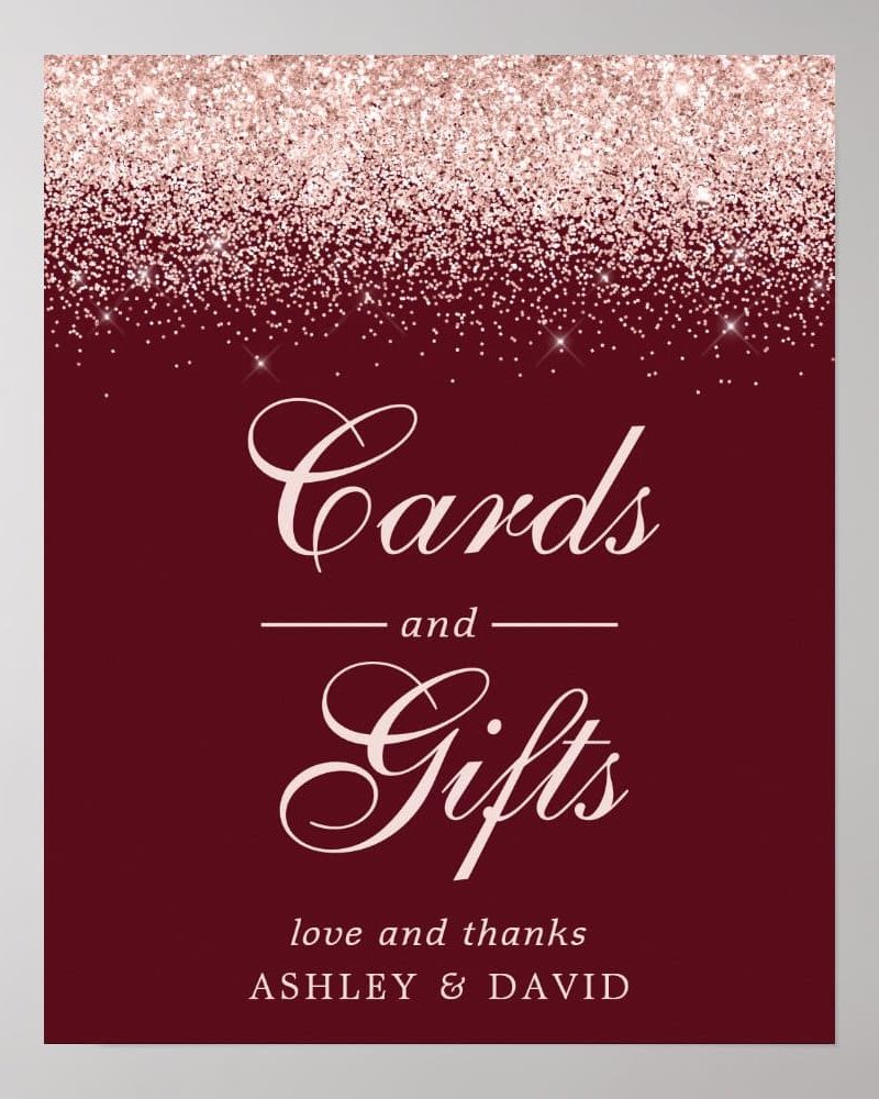Rose Gold Confetti Burgundy Chic Cards and Gifts Poster