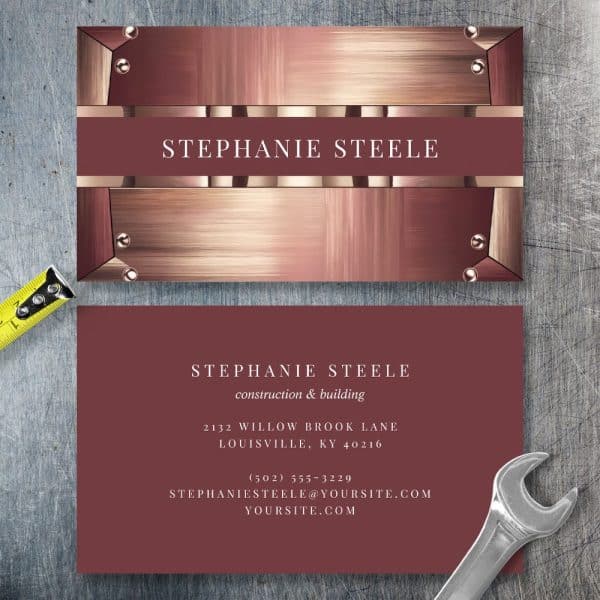 Business Card For Stephanie Steele, Construction And Building.