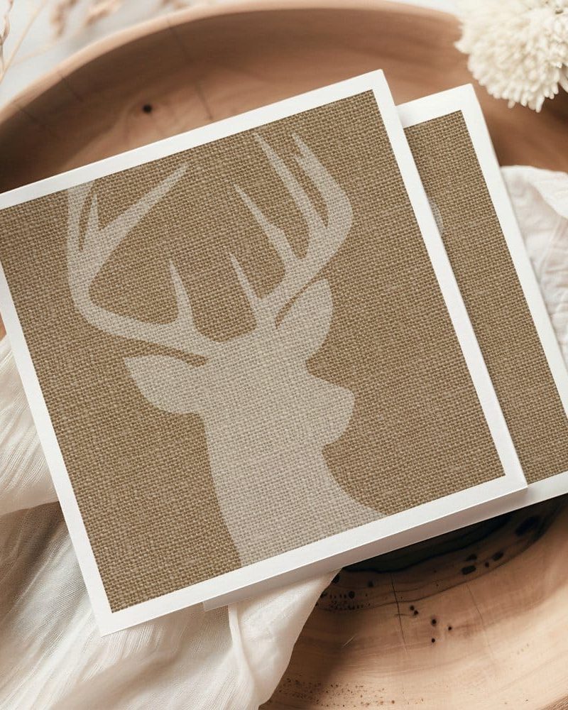 Rustic Brown Burlap Deer Buck Napkins