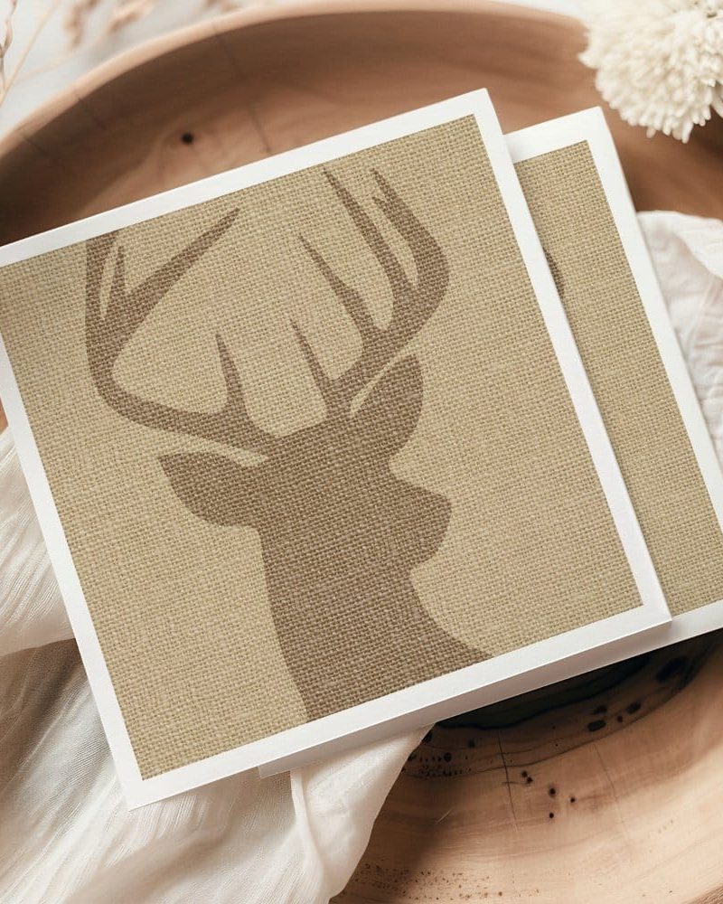 Rustic Tan Burlap Deer Buck Napkins