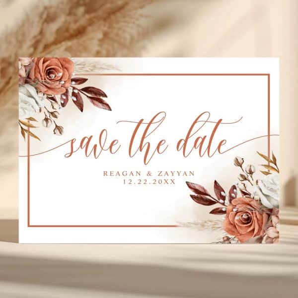 Save The Date Announcement For Reagan &Amp; Zayyan'S Wedding, December 22, 20Xx, With Floral Design.