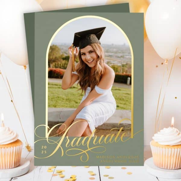 Graduation Announcement Featuring A Photo Of Madison Anderson, A Graduate Of Angelwood High, In Her Cap And Gown.
