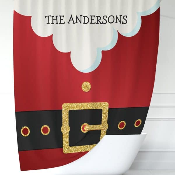 Personalized Santa Claus Shower Curtain Featuring The Andersons Family Name.