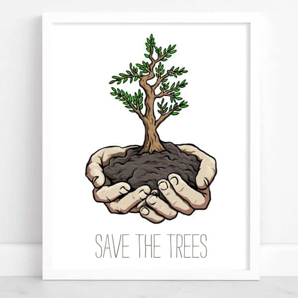 Two Hands Gently Cradling A Young Tree Sapling. Save The Trees.