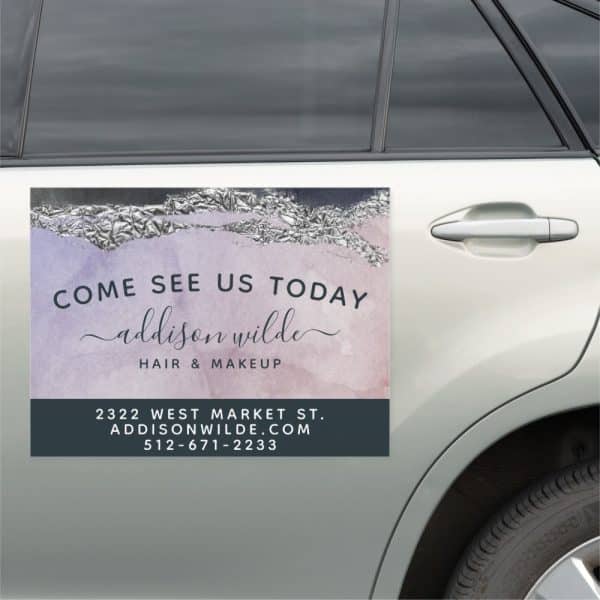 Car Magnet Advertising Addison Wilde Hair &Amp; Makeup, Including Address And Phone Number.