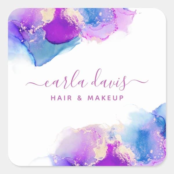 Purple And Blue Watercolor Design With Gold Flecks, Featuring Carla Davis Hair &Amp; Makeup.
