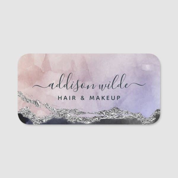 Addison Wilde Hair &Amp; Makeup Business Card With A Watercolor And Foil Design.
