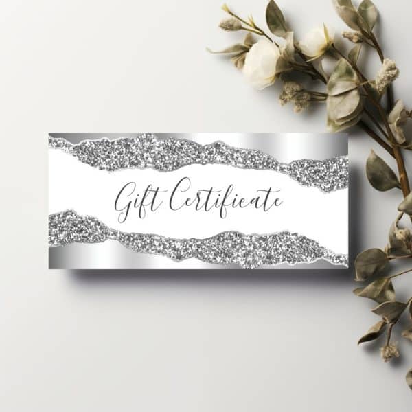 Silver Glitter Gift Certificate.