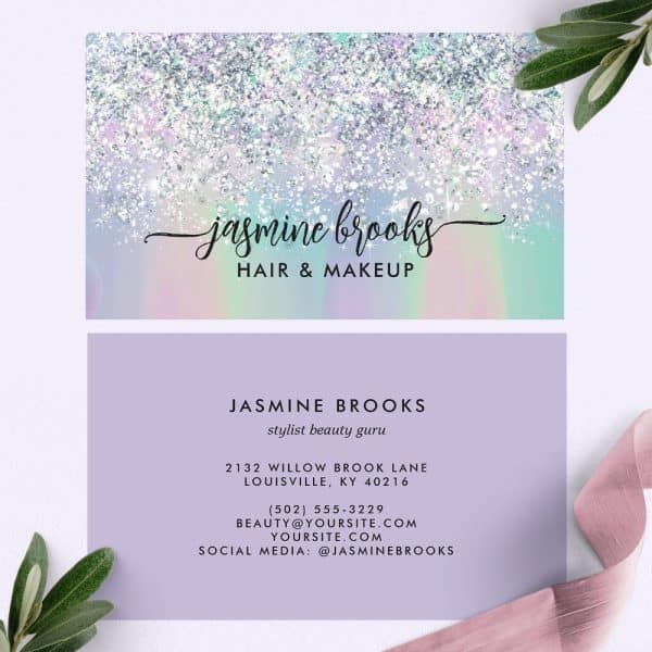 Business Card For Jasmine Brooks, Hair And Makeup Stylist.