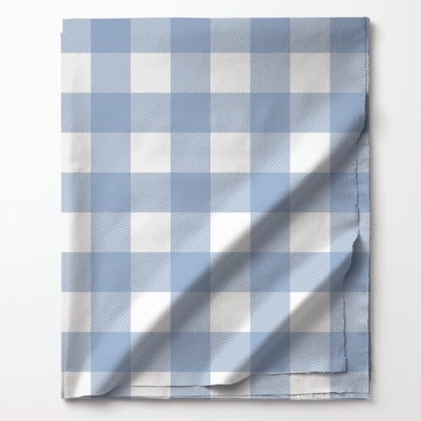 Blue And White Gingham Fabric.