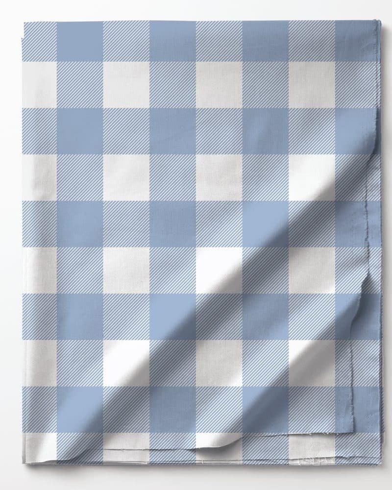 Blue and white gingham fabric.