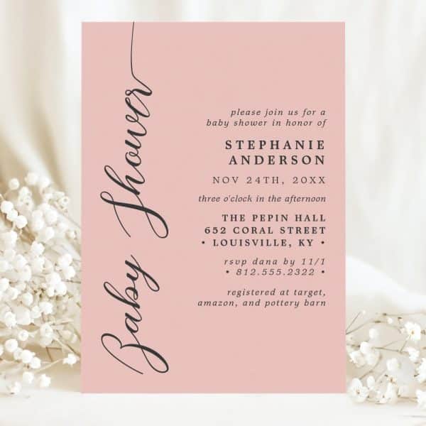 Pink Baby Shower Invitation For Stephanie Anderson, November 24Th.