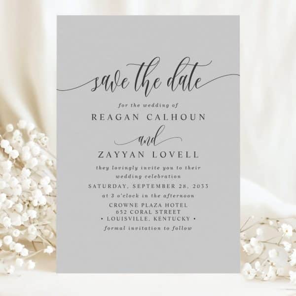 Save The Date For The Wedding Of Reagan Calhoun And Zayyan Lovell, September 28, 2033, At The Crowne Plaza Hotel In Louisville, Kentucky.