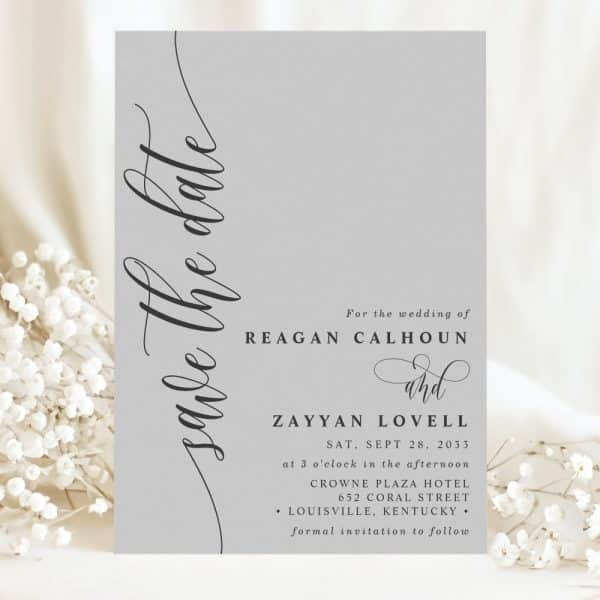 Save The Date For The Wedding Of Reagan Calhoun And Zayyan Lovell, September 28, 2033, At The Crowne Plaza Hotel In Louisville, Kentucky.