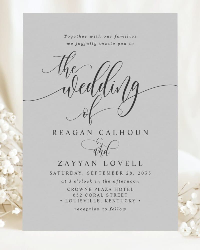 Wedding invitation for Reagan Calhoun and Zayyan Lovell.